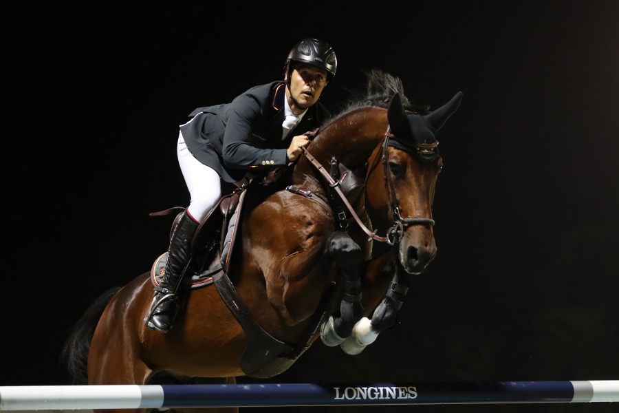 Sergio Alvarez Moya riding Jet Run (ESP) at the Longines FEI Jumping Nations Cup Final, Challenge Cup in Barcelona (ESP)